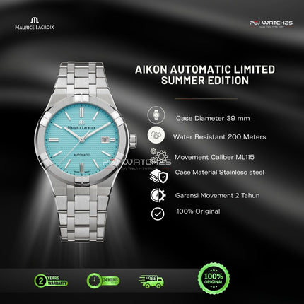 MAURICE LACROIX AIKON Automatic Limited Summer Edition 42mm Tanager Turquoise Dial - AI6008-SS00F-431-C