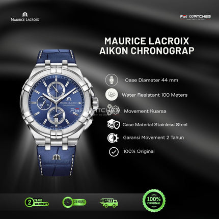 MAURICE LACROIX AIKON Quartz Chronograph 44mm Blue Dial - AI1018-SS001-430-1