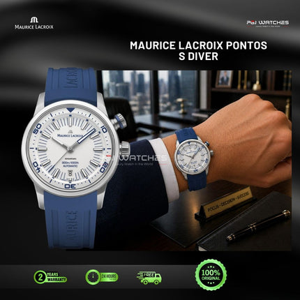 MAURICE LACROIX PONTOS S Diver Automatic 42mm White Dial Rubber Strap - PT6248-SS00L-130-4