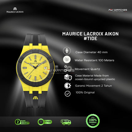 MAURICE LACROIX AIKON #tide Quartz 40mm Yellow Dial - AI2008-60060-300-0
