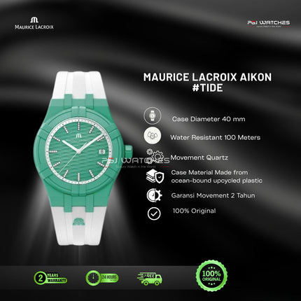 MAURICE LACROIX AIKON #tide Quartz 40mm Green Turquoise Dial - AI2008-CCCC1-3A0-0