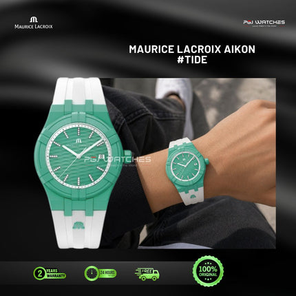 MAURICE LACROIX AIKON #tide Quartz 40mm Green Turquoise Dial - AI2008-CCCC1-3A0-0
