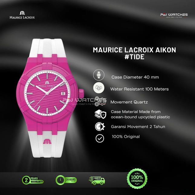 MAURICE LACROIX AIKON #tide Quartz 40mm Pink Dial - AI2008-FFFF1-3A0-0