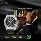 SALVATORE FERRAGAMO Chrono Black Dial Black Sapphire Leather Strap Watch - SFKZ00123