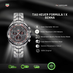 TAG HEUER Formula 1 Senna Chronograph Grey Dial Stainless Steel Watch - CAZ101AF.BA0637