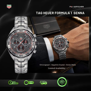 TAG HEUER Formula 1 Senna Chronograph Grey Dial Stainless Steel Watch - CAZ101AF.BA0637