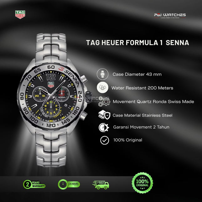 TAG HEUER Formula 1 Senna Chronograph Black Dial Stainless Steel Watch - CAZ101AJ.BA0842