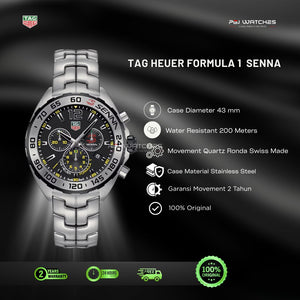 TAG HEUER Formula 1 Senna Chronograph Black Dial Stainless Steel Watch - CAZ101AJ.BA0842