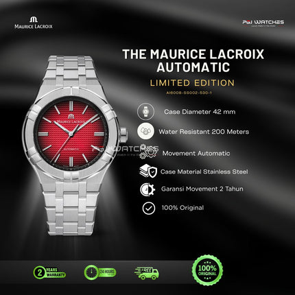 MAURICE LACROIX Aikon Automatic Limited Edition Red Dial Stainless Steel 42mm - AI6008-SS002-530-1