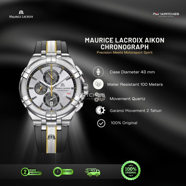 MAURICE LACROIX AIKON Quartz Chronograph “King of the Court” Special Edition 44mm Silver Dial - AI1018-TT030-130-K
