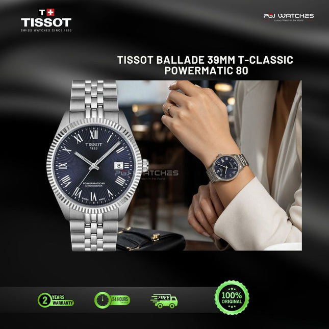 TISSOT Ballade Powermatic 80 Chronometer Blue Dial Stainless Steel 39mm - T156.410.11.041.00