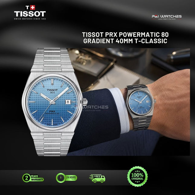 TISSOT PRX Powermatic 80 Ice Blue Dial Stainless Steel 40mm Automatic Watch - T137.407.11.351.00