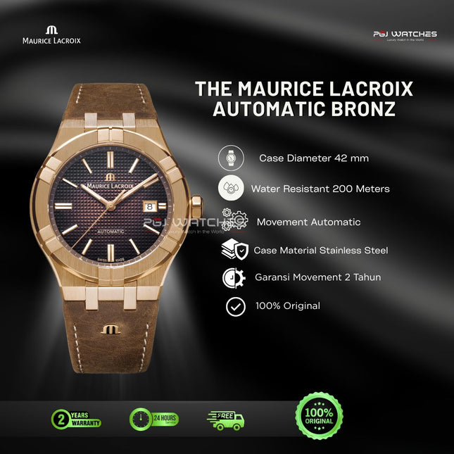 MAURICE LACROIX AIKON Automatic Bronze Brown Dial Leather Strap 42mm Limited Edition - AI6008-BRZ01-730-3