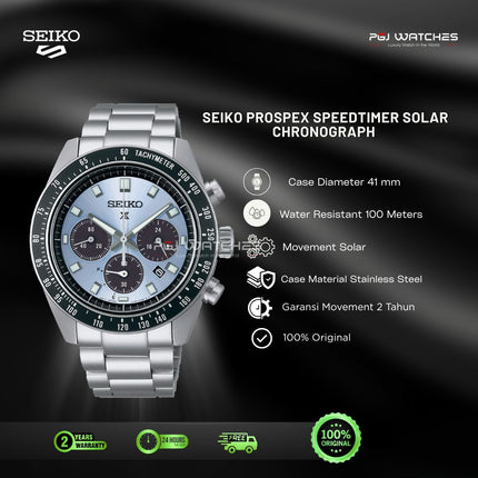 SEIKO Prospex Speedtimer Solar Chronograph Ice Blue Dial 41mm Stainless Steel - SSC935P1