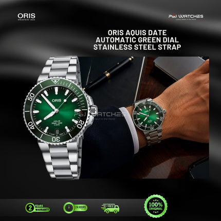 ORIS Aquis Date Calibre 400 Green Dial Stainless Steel 43.5mm Automatic - 01.400.7769.4157.07.8.22.09PEB