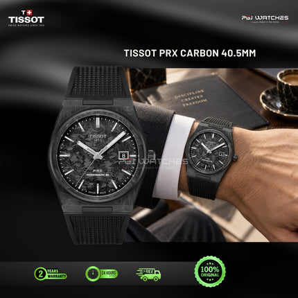 TISSOT PRX Carbon Powermatic 80 Black Dial Forged Carbon 40.5mm Automatic Swiss Made - T137.907.97.201.00