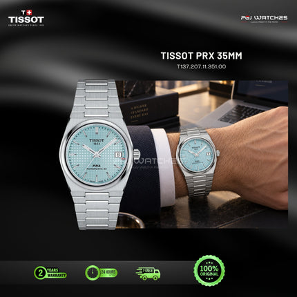 TISSOT PRX Powermatic 80 Ice Blue Dial Stainless Steel 35mm Automatic - T137.207.11.351.00