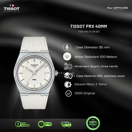 TISSOT PRX White Dial White Rubber Strap 40mm Quartz - T137.410.17.011.00