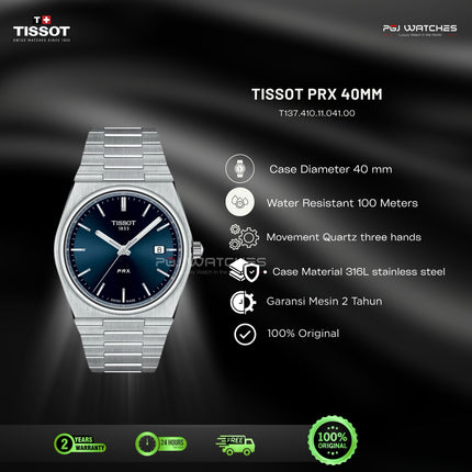 TISSOT PRX Blue Dial Stainless Steel 40mm Quartz - T137.410.11.041.00
