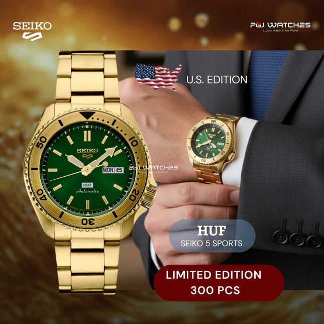 SEIKO 5 Sports x HUF Limited Edition Field Automatic Green Dial Stainless Steel Strap – SRPJ20