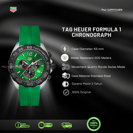 TAG HEUER Formula 1 Chronograph GREEN RUBBER - CAZ101AP.FT8056