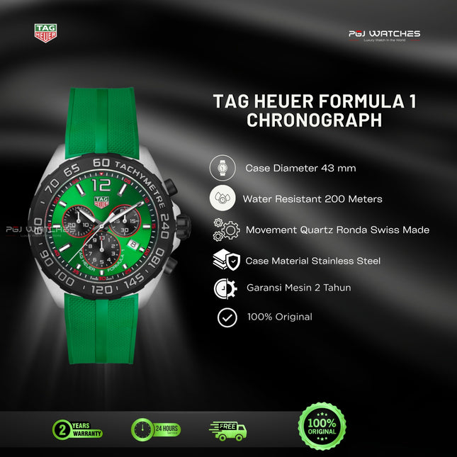 TAG HEUER Formula 1 Chronograph GREEN RUBBER - CAZ101AP.FT8056