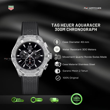 TAG HEUER Aquaracer Quartz Chronograph Rubber Strap - CAY1110.FT6041