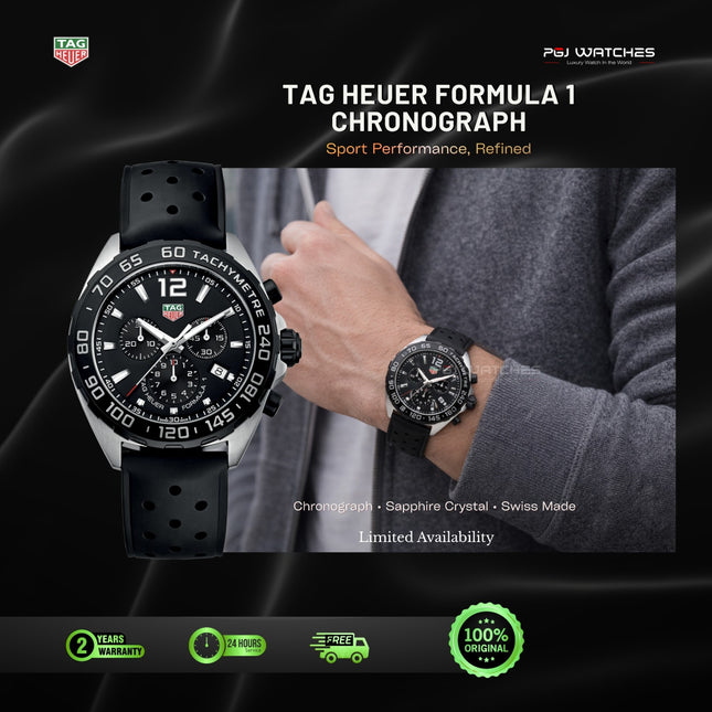 TAG HEUER Formula 1 Chronograph Black Dial Black Rubber Strap - CAZ1010.FT8024