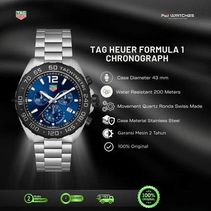 TAG HEUER Formula 1 Chronograph Quartz 43mm Steel - CAZ101AV.BA0842
