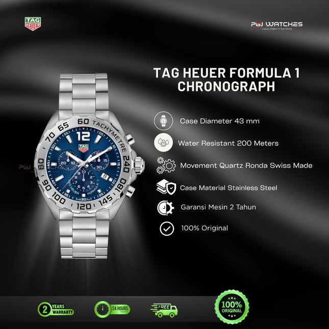 TAG HEUER Formula 1 Chronograph Quartz 43mm Steel - CAZ101K.BA0842