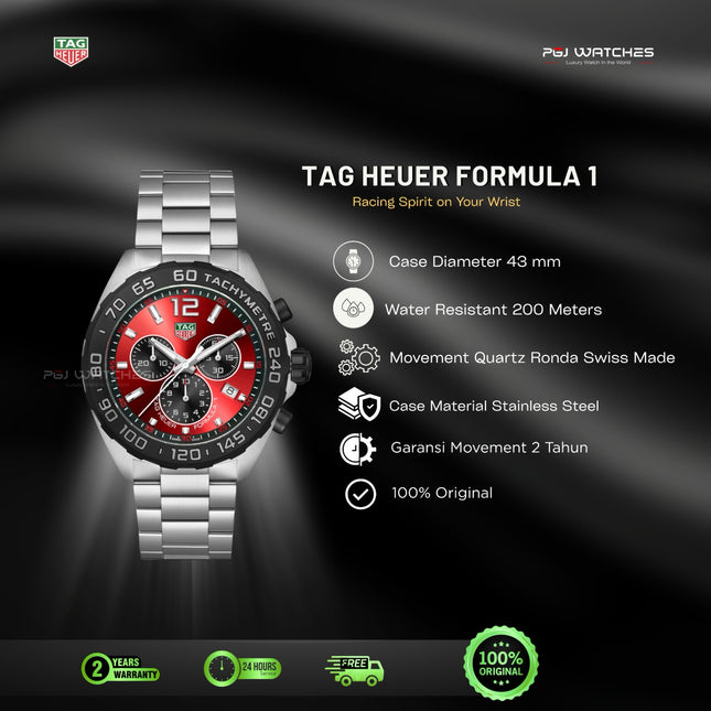 TAG HEUER Formula 1 Chronograph Quartz 43mm Steel - CAZ101AN.BA0842