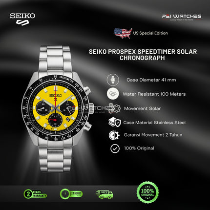 SEIKO Prospex Solar Chronograph Yellow Dial Stainless Steel Strap - SSC929