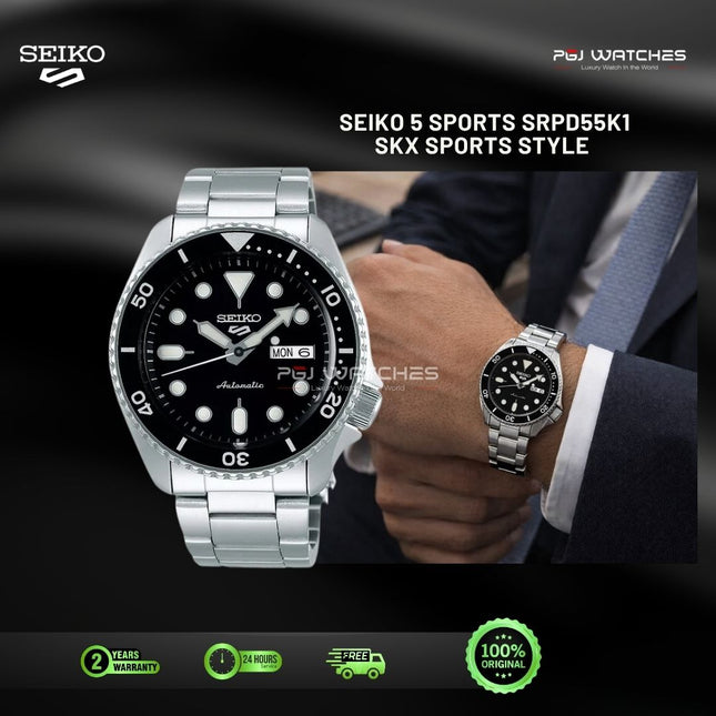 SEIKO 5 SKX Sports Style Black Dial Stainless Steel - SRPD55K1
