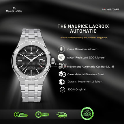 MAURICE LACROIX Aikon Automatic 42mm Black Dial Stainless Steel - AI6008-SS002-330-1