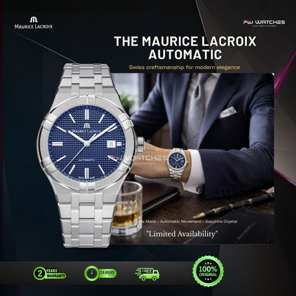 MAURICE LACROIX Aikon Automatic Date 42mm Blue Dial Stainless Steel - AI6008-SS002-430-1