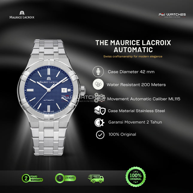 MAURICE LACROIX Aikon Automatic Date 42mm Blue Dial Stainless Steel - AI6008-SS002-430-1
