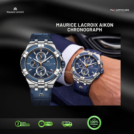 MAURICE LACROIX Aikon Chronograph Quartz 44mm Blue Dial Stainless Steel - AI1018-SS001-432-4