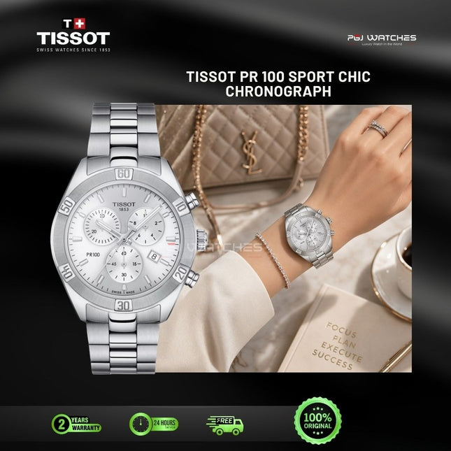 TISSOT PR100 Sport Chic Chronograph Men Silver Dial Stainless Steel Strap - T101.917.11.031.00