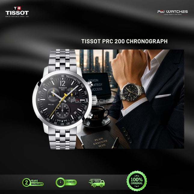Tissot PRC 200 Chronograph 43mm T-Sport Black Dial Stainless Steel Strap - T114.417.11.057.00