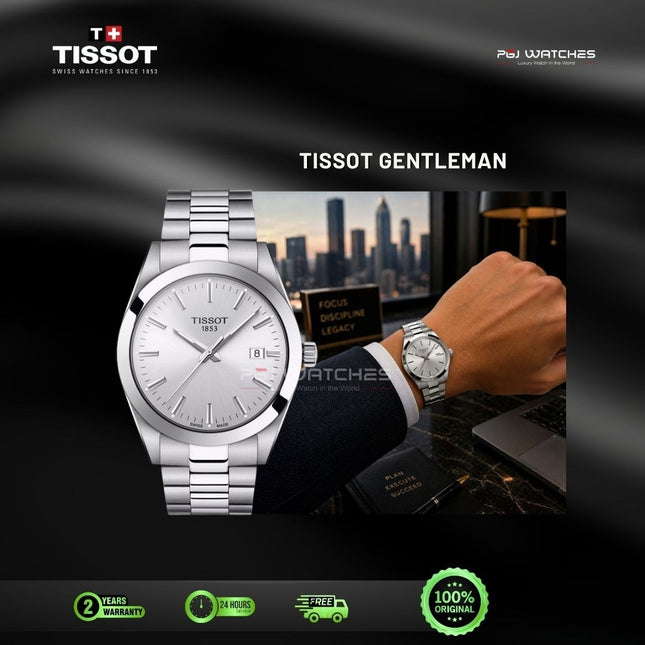 TISSOT T-Classic Gentleman Men Silver Dial Stainless Steel Strap - T127.410.11.031.00