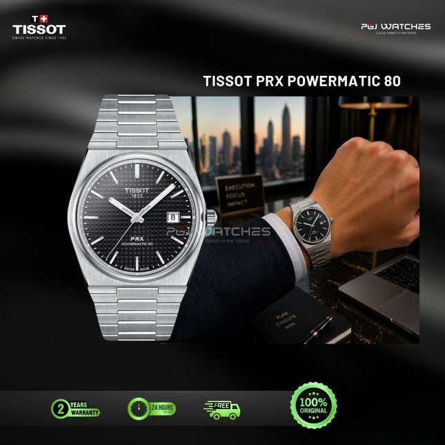 TISSOT PRX Powermatic 80 40mm T-Classic Black Dial Stainless Steel Bracelet - T137.407.11.051.00