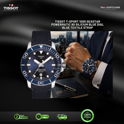 TISSOT T-Sport 1000 Seastar Powermatic 80 Silicium Blue Dial Blue Textile Strap - T120.407.17.041.01