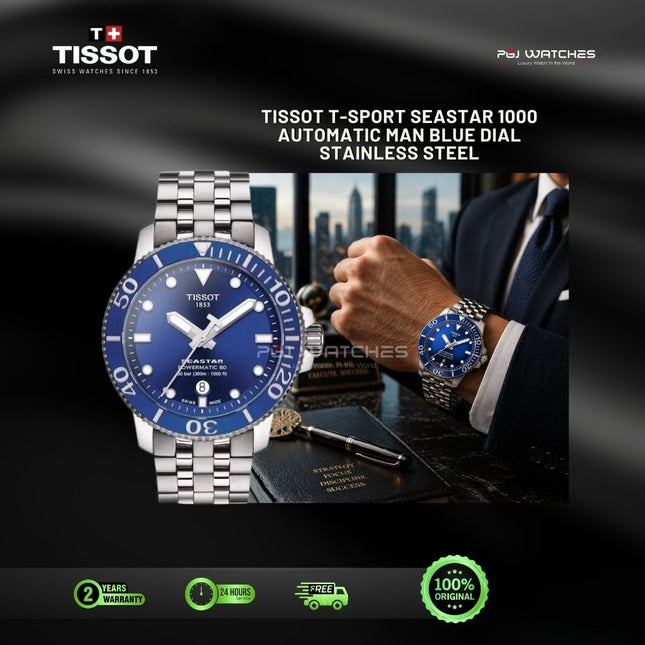 TISSOT T‑Sport Seastar 1000 Automatic Blue Dial Stainless Steel Bracelet - T120.407.11.041.00