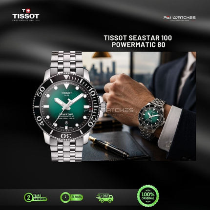 TISSOT Seastar 1000 Powermatic 80 43mm T‑Sport Green Gradient Dial Stainless Steel Bracelet - T120.407.11.091.01