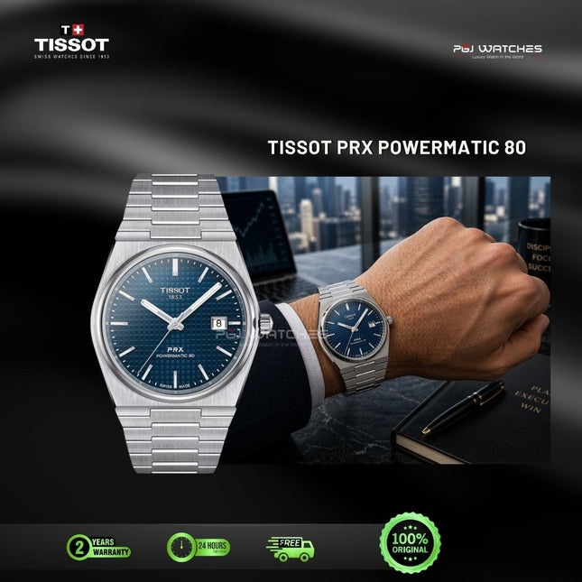 TISSOT PRX Powermatic 80 40mm T‑Classic Blue Dial Stainless Steel Bracelet - T137.407.11.041.00