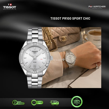 TISSOT PR100 Sport Chic 36mm T-Classic Silver Dial Stainless Steel Strap - T101.910.11.031.00