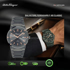 SALVATORE FERRAGAMO F-80 Quartz Classic Grey Dial Steel Strap Watch - SFDT01520