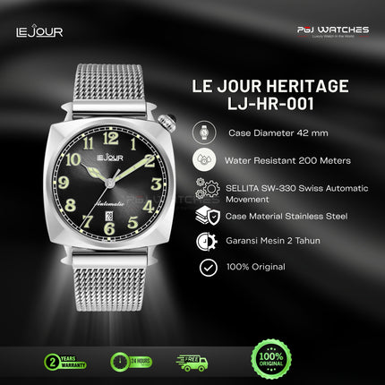 LE JOUR Heritage Black Sunray Dial - LJ-HR-001