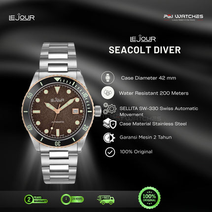 LE JOUR Seacolt Diver Brown Dial Stainless Steel - LJ-SCD-004