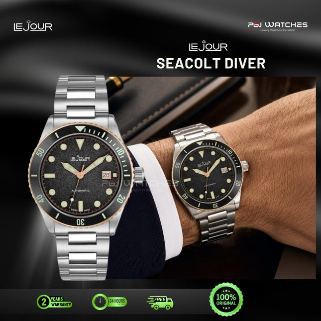 LE JOUR Seacolt Diver Black Dial Stainless Steel - LJ-SCD-001